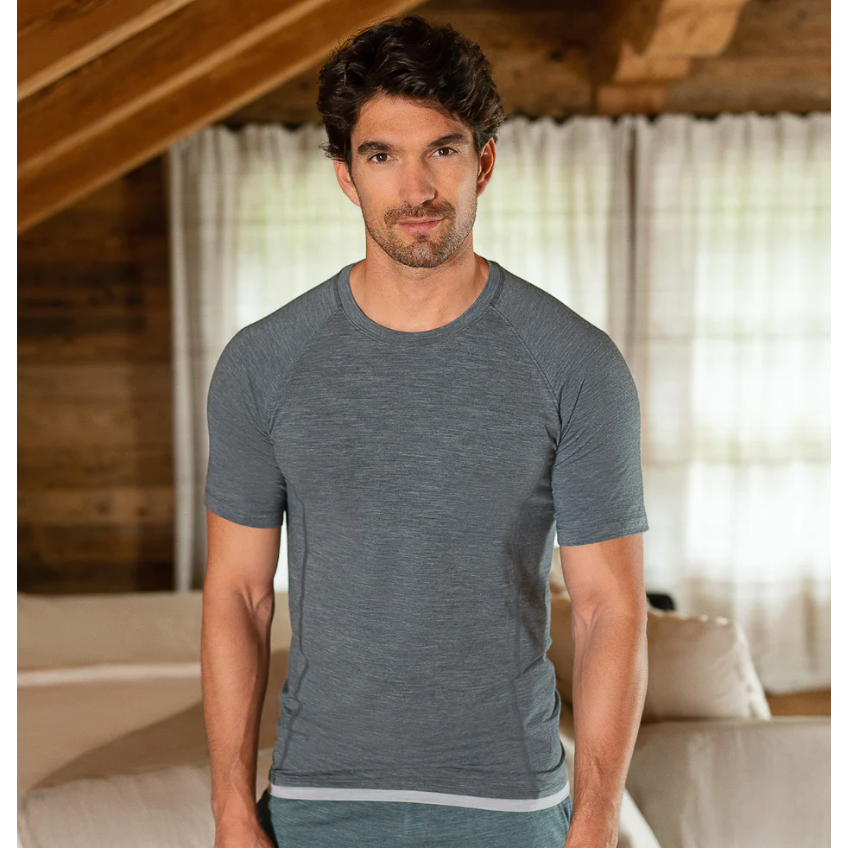 Merino Wool Short Sleeve Pyjama Top Man - Stay Warm - sleeboo