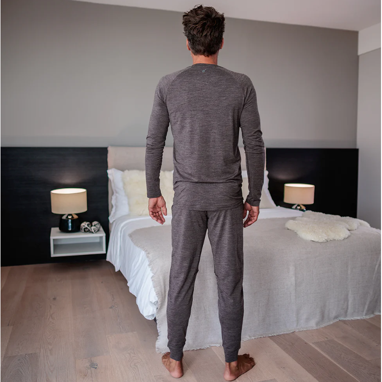 Merino Wool Long Sleeve Pyjama Top Man - Stay Warm - sleeboo
